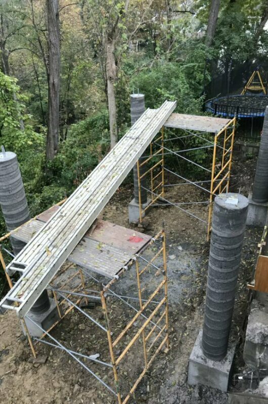 scaffolding with concrete pillars