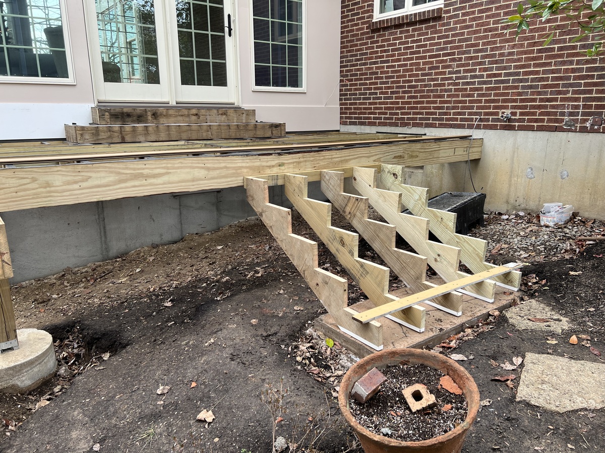 Framework for porch stairs