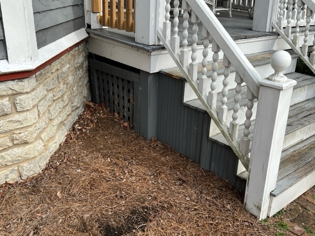 Weathered porch stairs