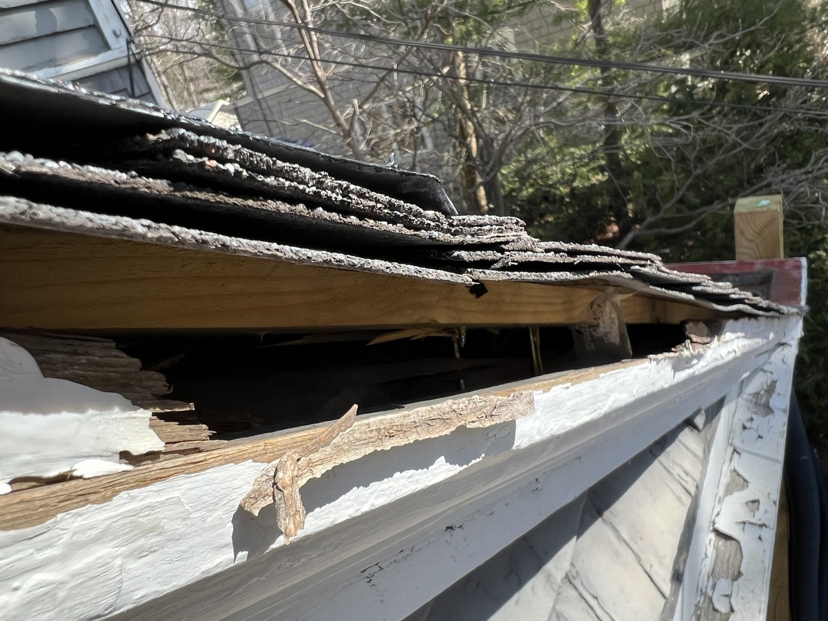 Broken pieces of wood on a Victorian home restoration project