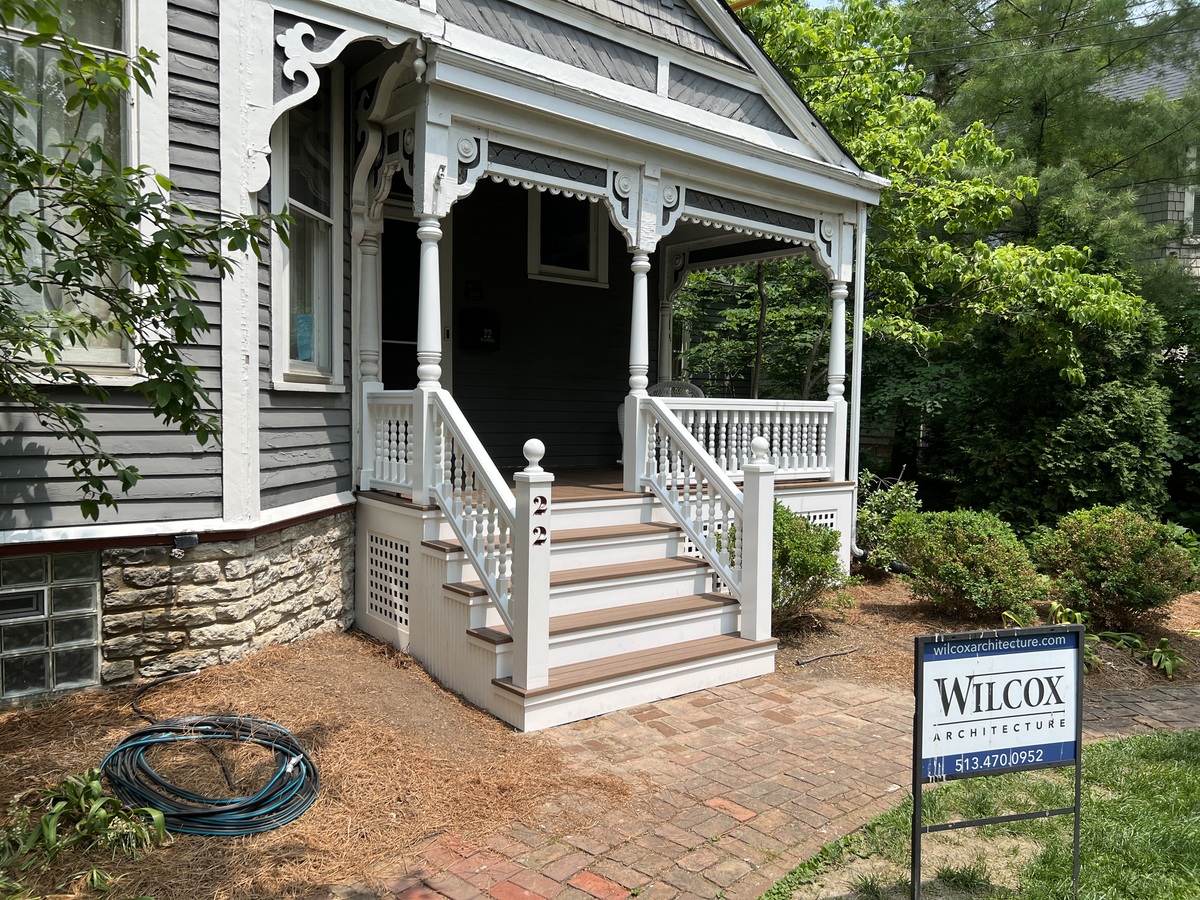 Restored porch of a Victorian home