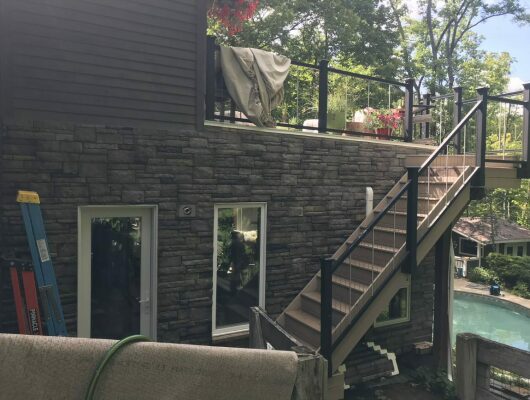 stairs on edge of patio