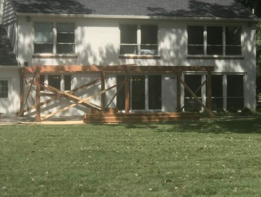 Cincinnati framework of porch against house