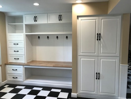 white storage cabinets