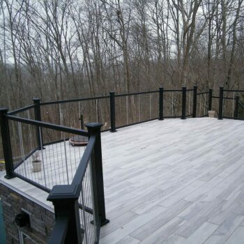 patio with black handrails