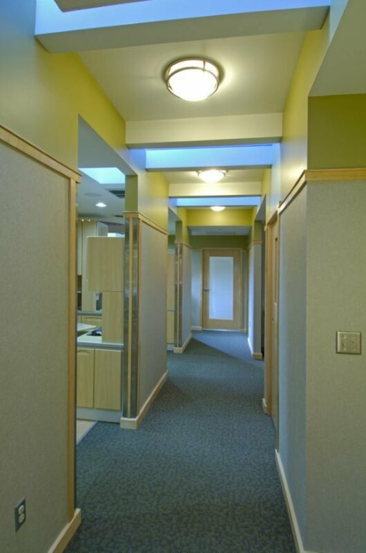 hallway with rooms