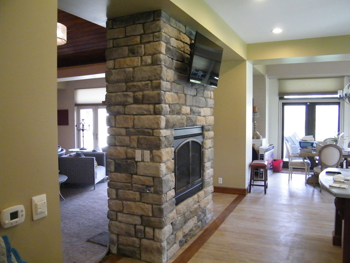 Faux Cultured Stone Fireplace